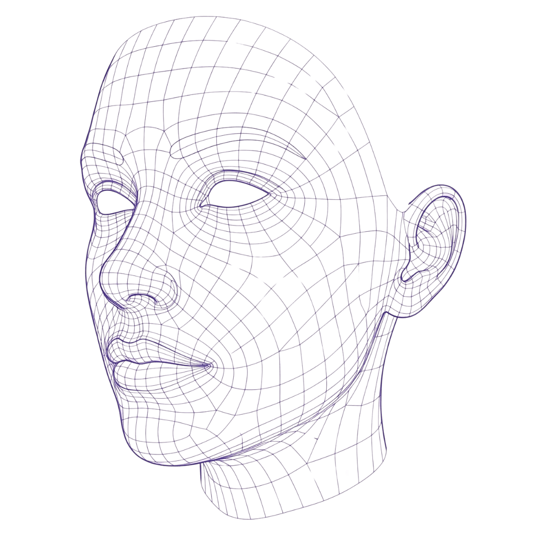 Stylized facial mesh 3D render